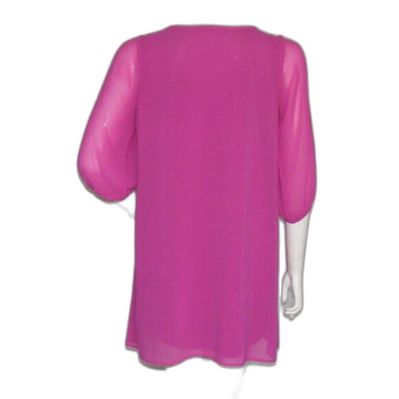 LULU'S Dress, M, Berry/Fuschia, Cold Shoulder, 3/4 sleeves, Mini/Short, V-neck - Picture 6 of 13